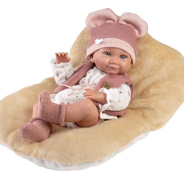 NEWBORN ΣΚΛΤ 40cm ΡΟΖ ΠΛΕΚΤΟ ΣΚΟΥΦΙ ΜΑΞΙΛΑΡΙ ΜΠΕΖ