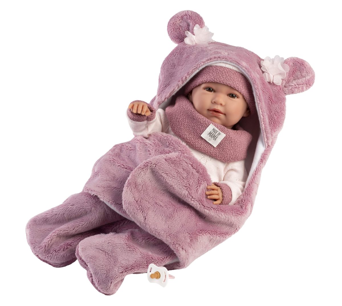 NEWBORN ΜΚ 42cm ΡΟΖ ΦΟΡΜΑ SLEEPING BAG ΚΛΑΜΑ