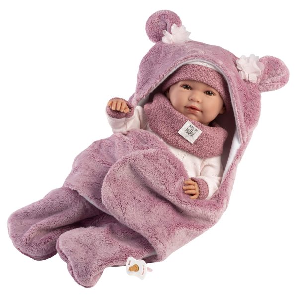 NEWBORN ΜΚ 42cm ΡΟΖ ΦΟΡΜΑ SLEEPING BAG ΚΛΑΜΑ